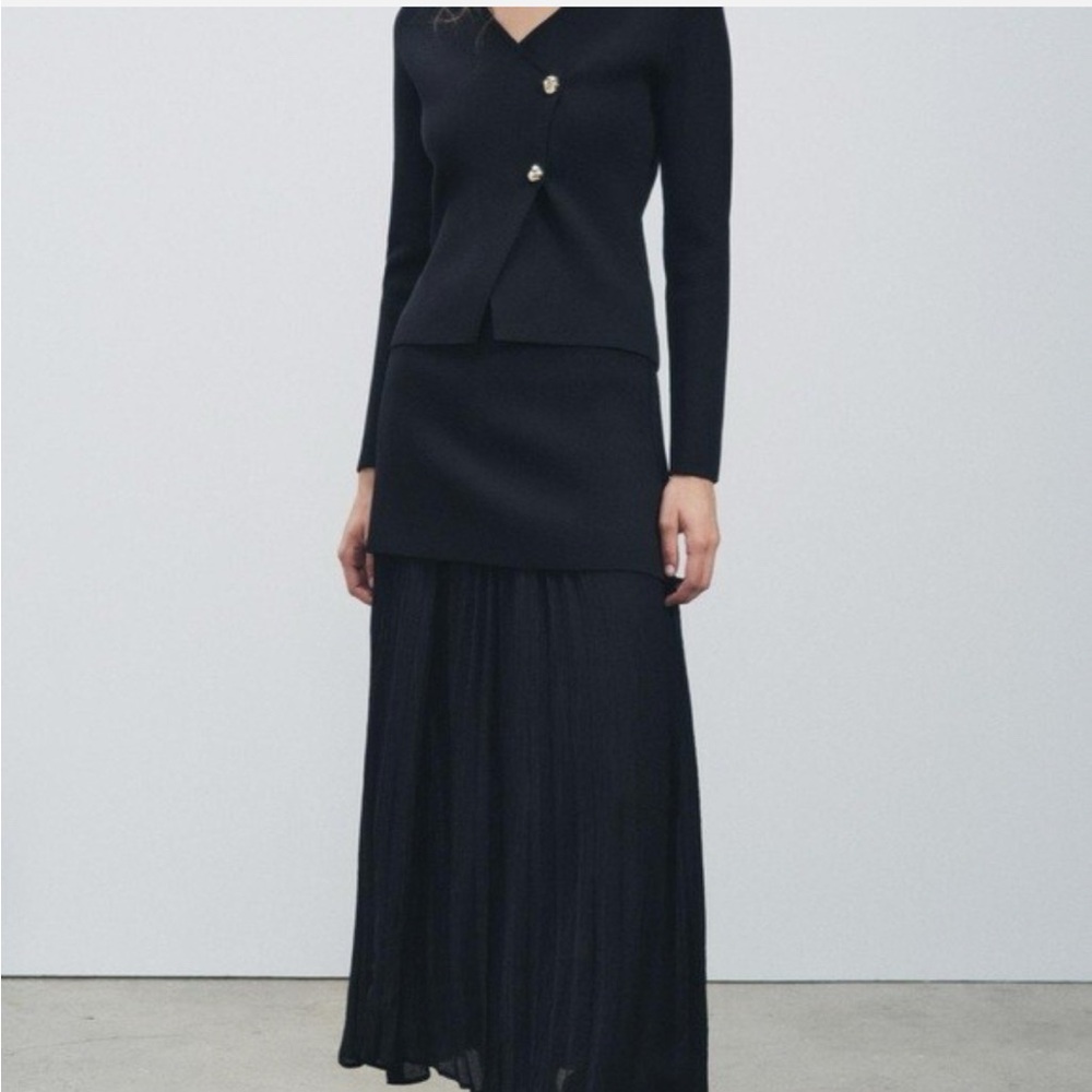 NWT Zara Black Pleated Maxi Skirt
